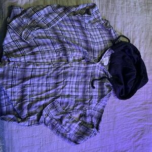 American Eagle Outfitters Gray Plaid Flannel Shirt